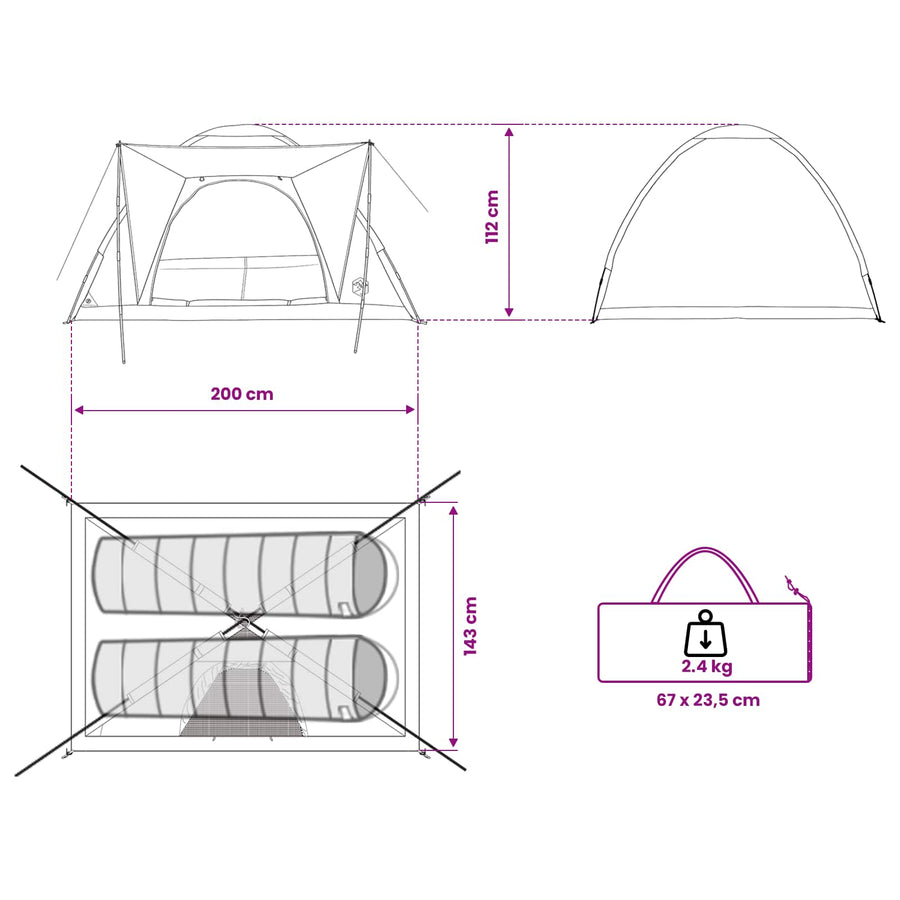 Kamperen tent Legergroen 190 x 140 x 105 cm Polyester en staal