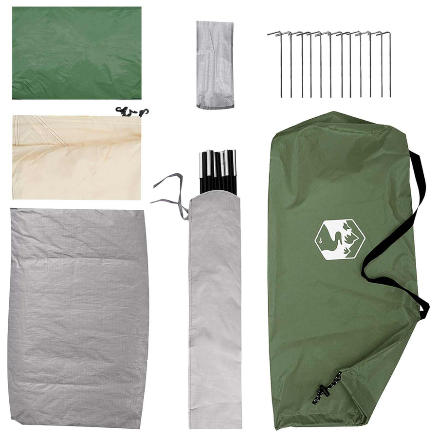 Kamperen tent met dak Groen 4-persoons Polyester en staal