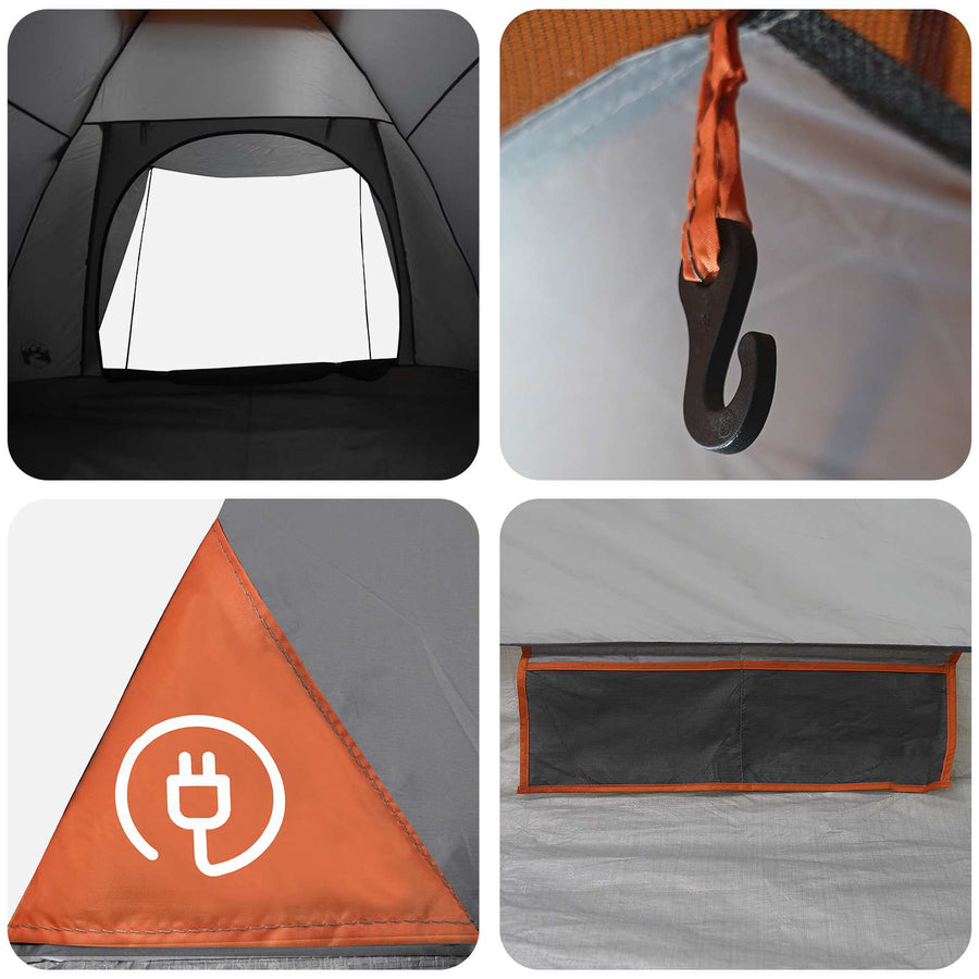 Kamperen tent Grijs en Oranje 4-persoons Polyester en staal