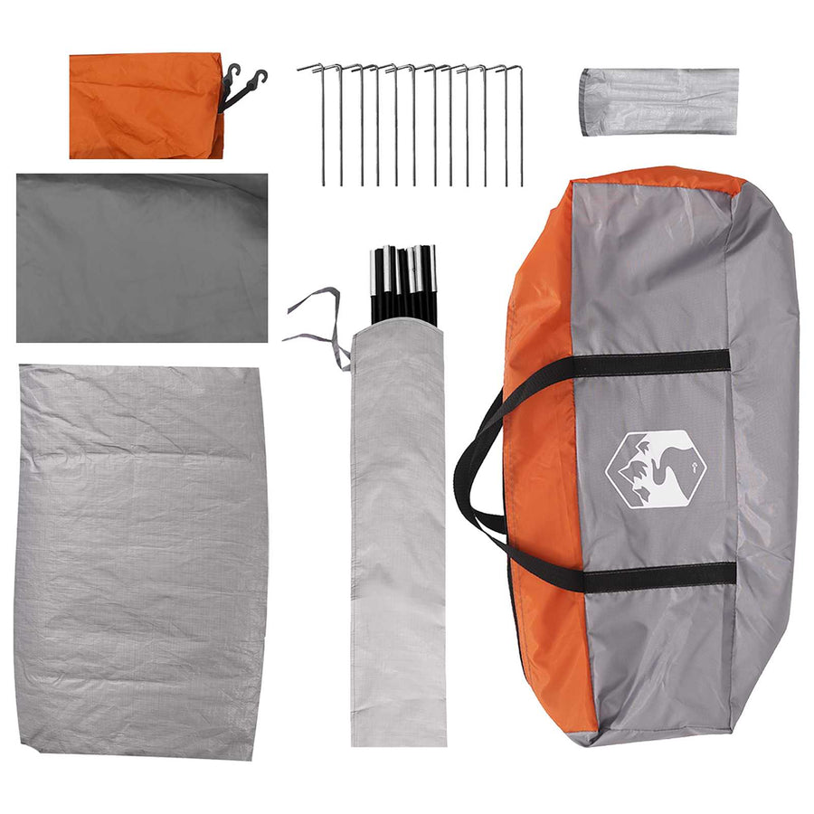 Kamperen tent Grijs en Oranje 6-persoons Polyester en staal
