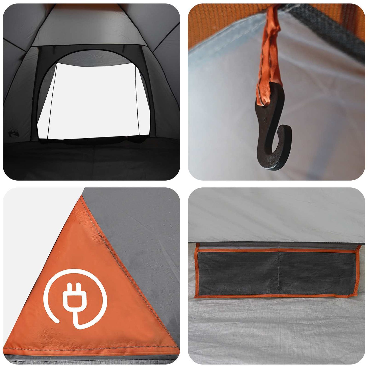 Kamperen tent Grijs en Oranje 6-persoons Polyester en staal
