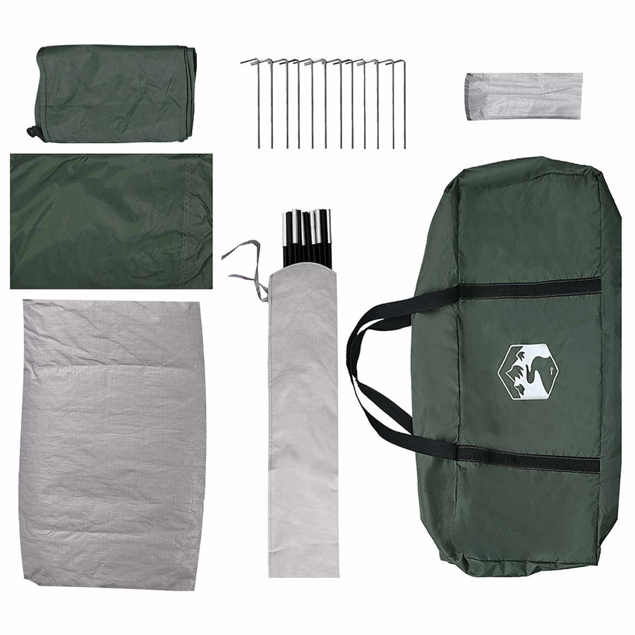 Kamperen tent Legergroen 335 x 275 x 180 cm Polyester en staal