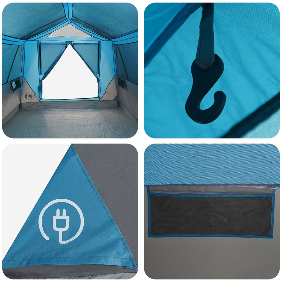 Tunneltent met dak Blauw 8-persoons Polyester en staal