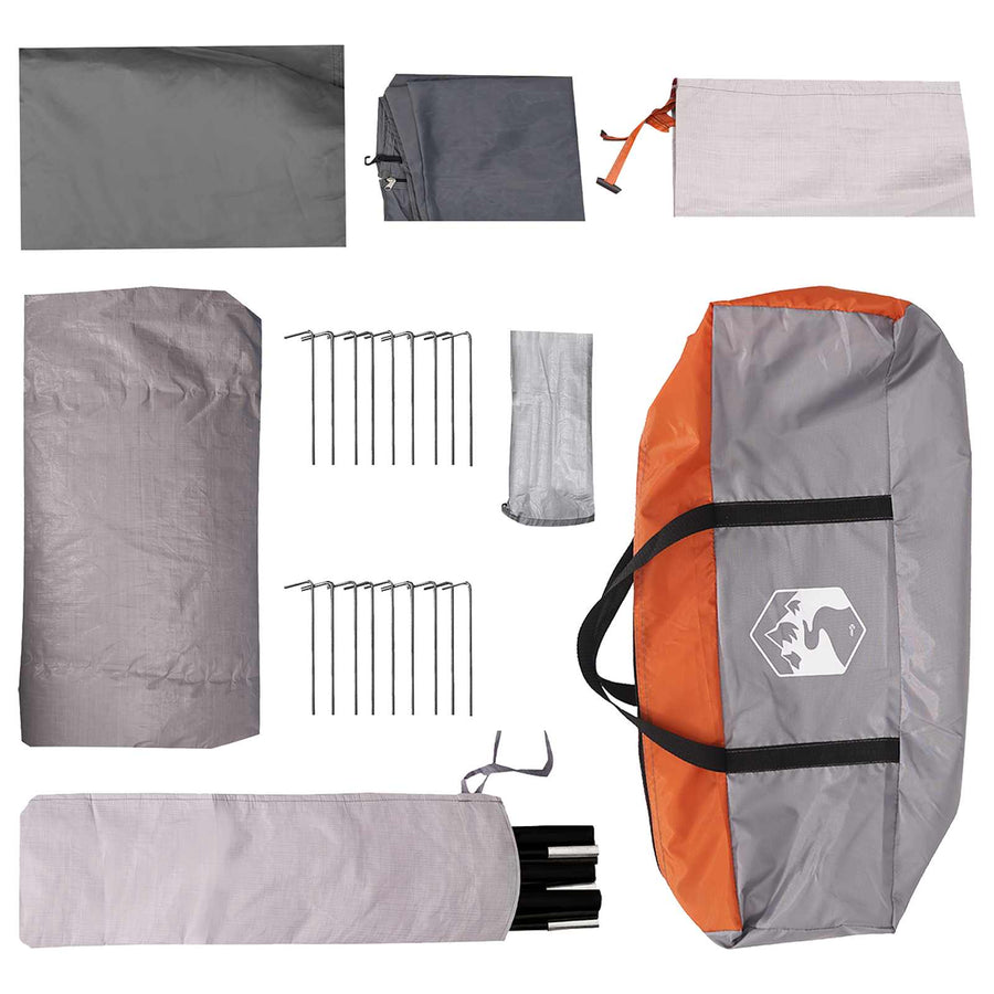 Tunneltent Grijs en Oranje 8-persoons Polyester en staal