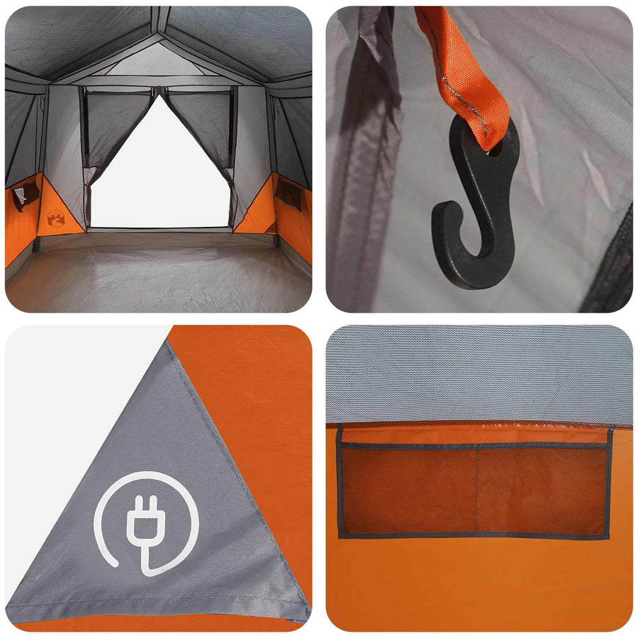 Tunneltent Grijs en Oranje 8-persoons Polyester en staal