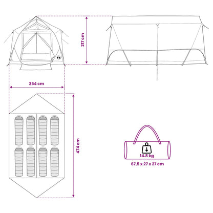 Tunneltent Grijs en Oranje 8-persoons Polyester en staal