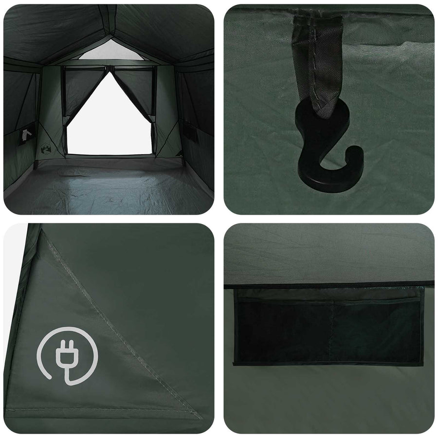 Tunneltent met dak Leger groen 8-persoons Polyester en staal