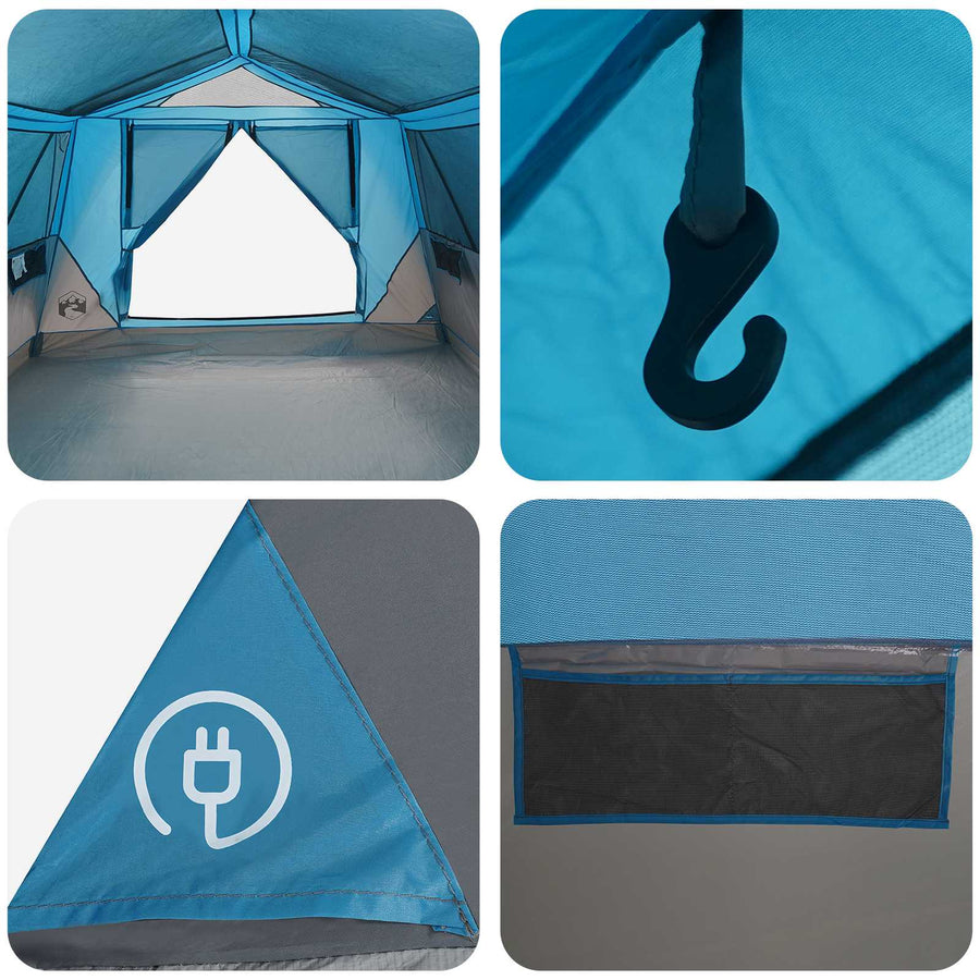 Tunneltent met dak Blauw 10-persoons Polyester en staal