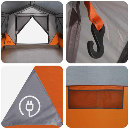 Tunneltent Grijs en Oranje 10-persoons Polyester en staal