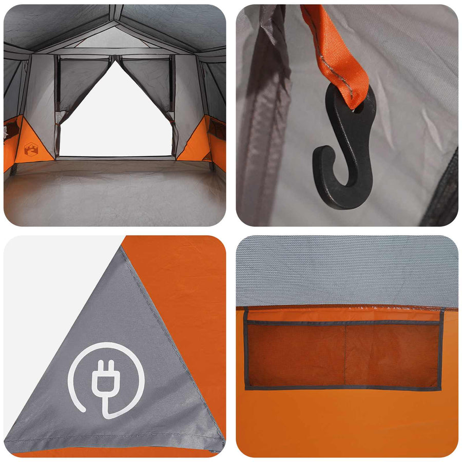 Tunneltent Grijs en Oranje 10-persoons Polyester en staal