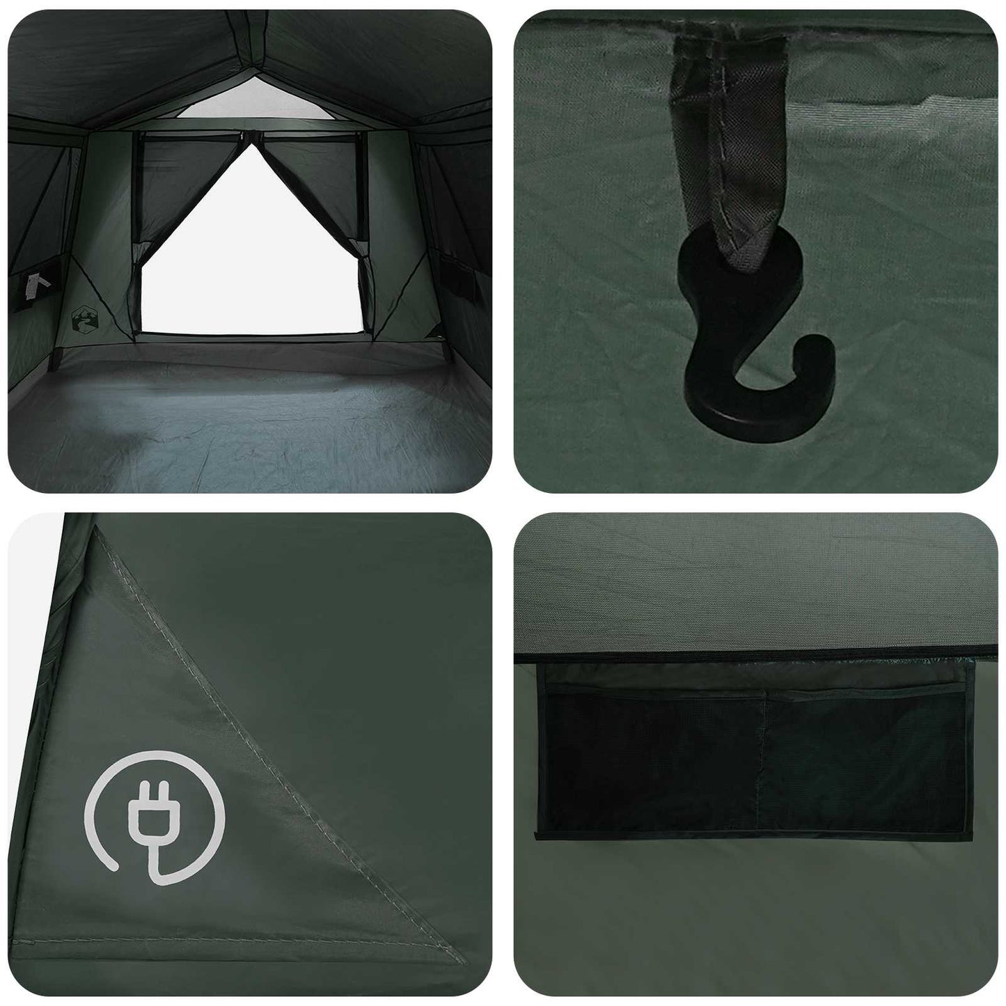 Tunneltent met dak Leger groen 10-persoons Polyester en staal