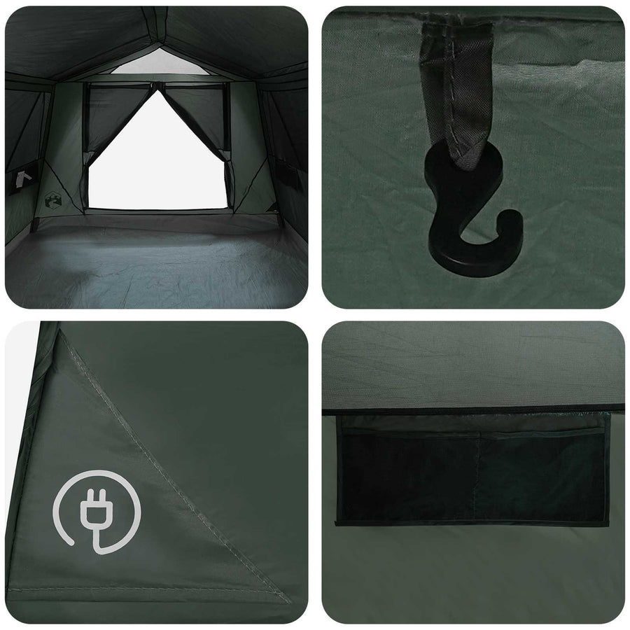 Tunneltent met dak Leger groen 10-persoons Polyester en staal