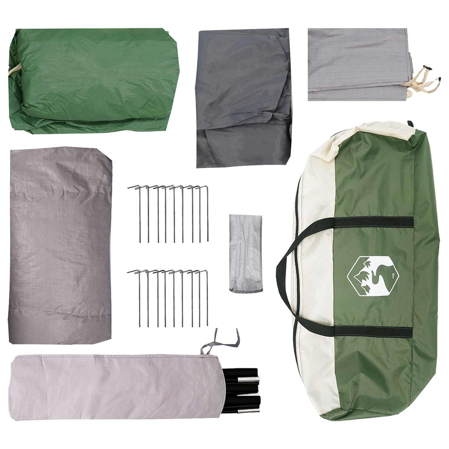Tunneltent met dak Groen 366 x 244 x 198 cm Polyester en staal