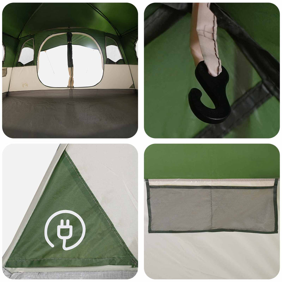 Tunneltent met dak Groen 366 x 244 x 198 cm Polyester en staal