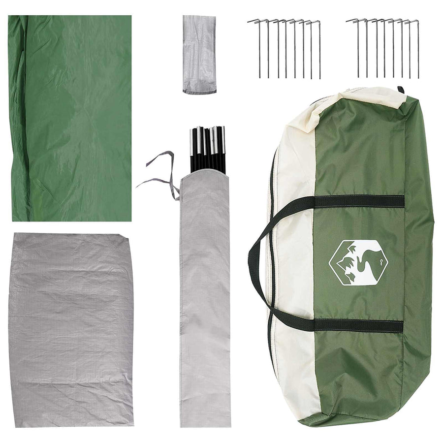 Gezinstent met dak Groen 487 x 340 x 216 cm Polyester en staal