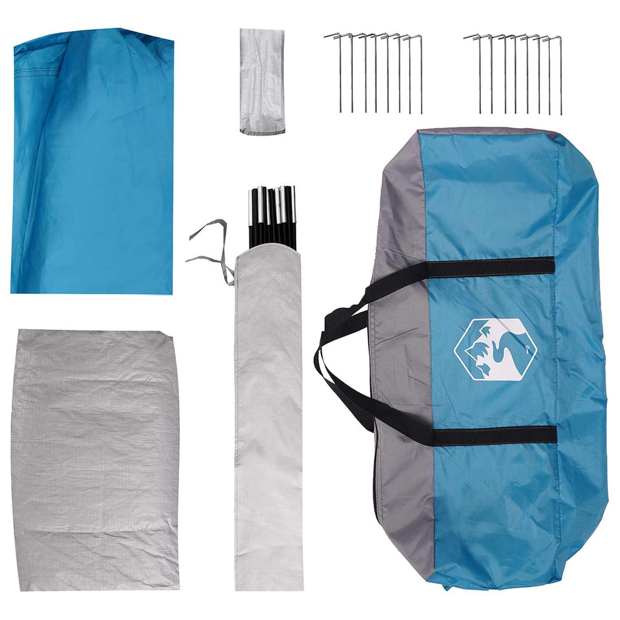 Gezinstent met dak Blauw 487 x 340 x 216 cm Polyester en staal