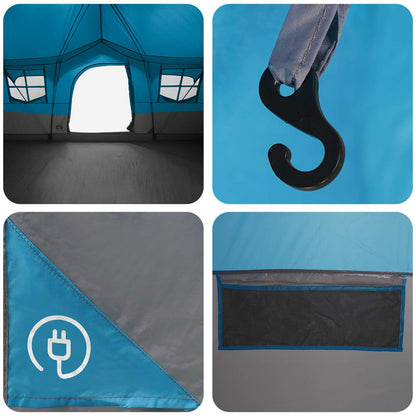 Gezinstent met dak Blauw 487 x 340 x 216 cm Polyester en staal