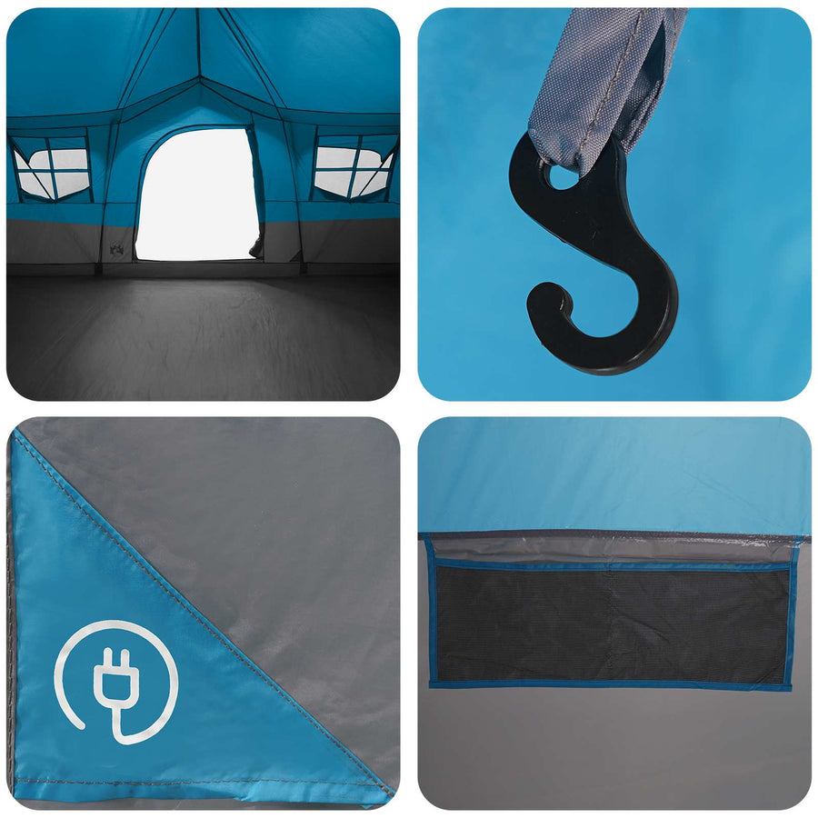 Gezinstent met dak Blauw 487 x 340 x 216 cm Polyester en staal