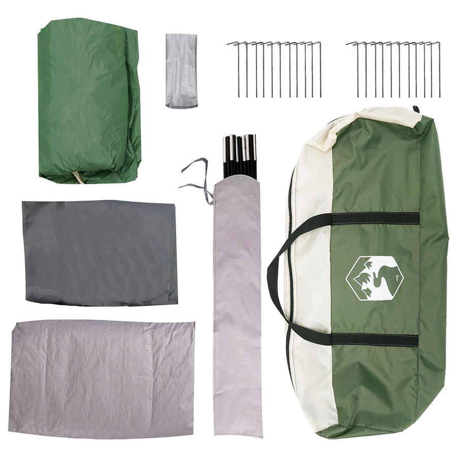 Tunneltent met dak Groen 370 x 275 x 210 cm Polyester en staal