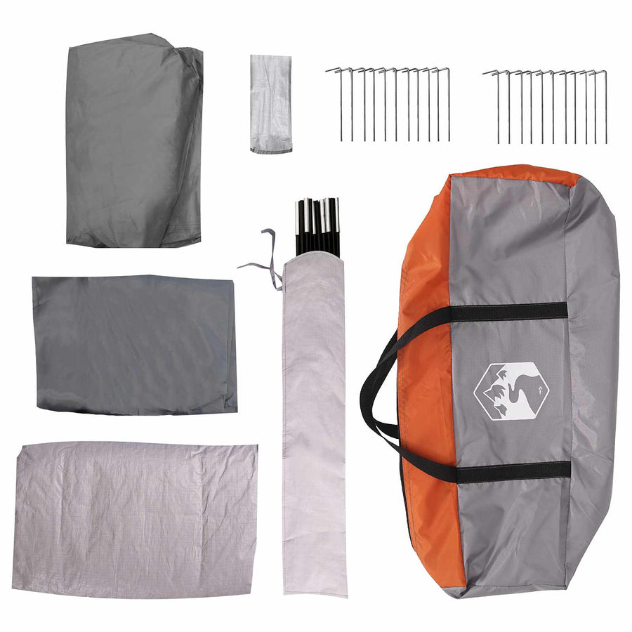 Tunneltent met dak Grijs en Oranje 370 x 275 x 210 cm
