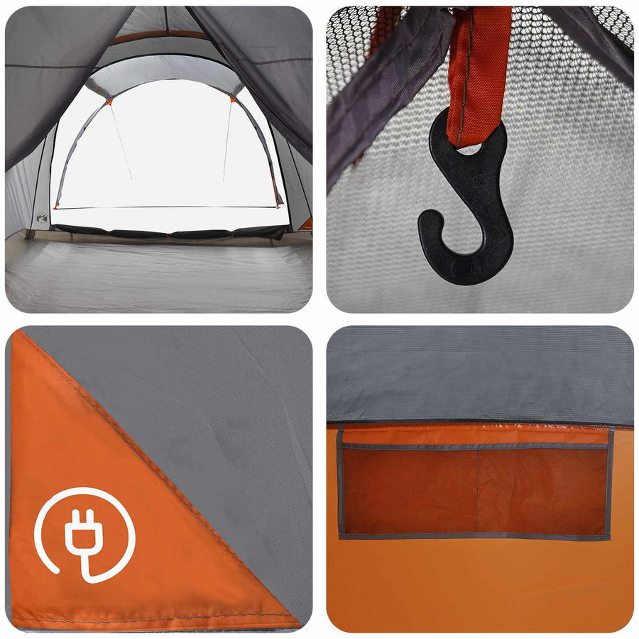Tunneltent met dak Grijs en Oranje 370 x 275 x 210 cm