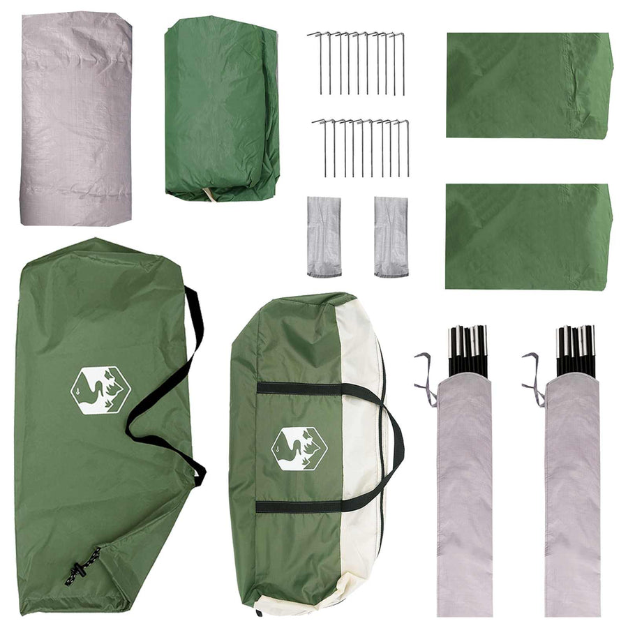 Zijtent met dak Groen 410 x 410 x 250 cm Polyester en staal