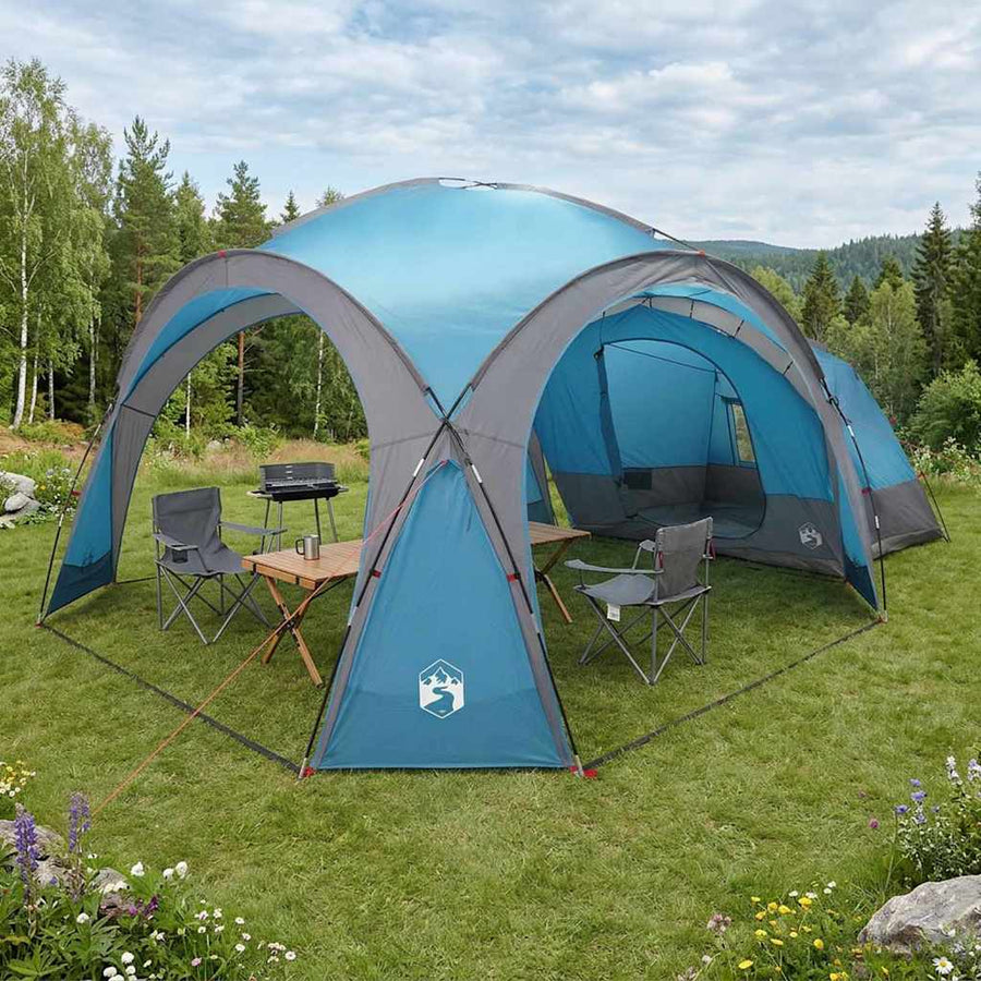 Zijtent met dak Blauw 410 x 410 x 250 cm Polyester en staal