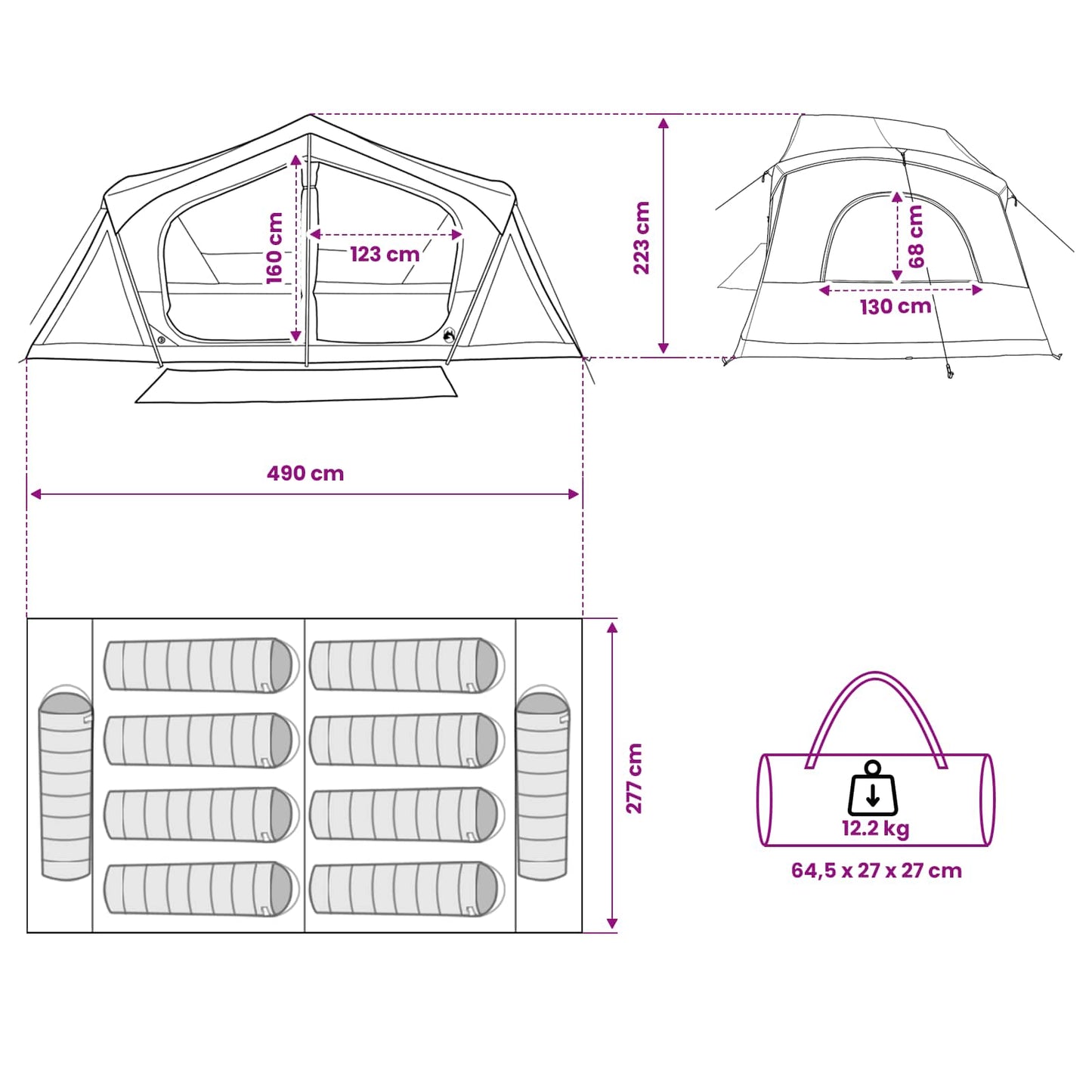 Huisje Tent met dak Blauw 480 x 273 x 205 cm Polyester en staal