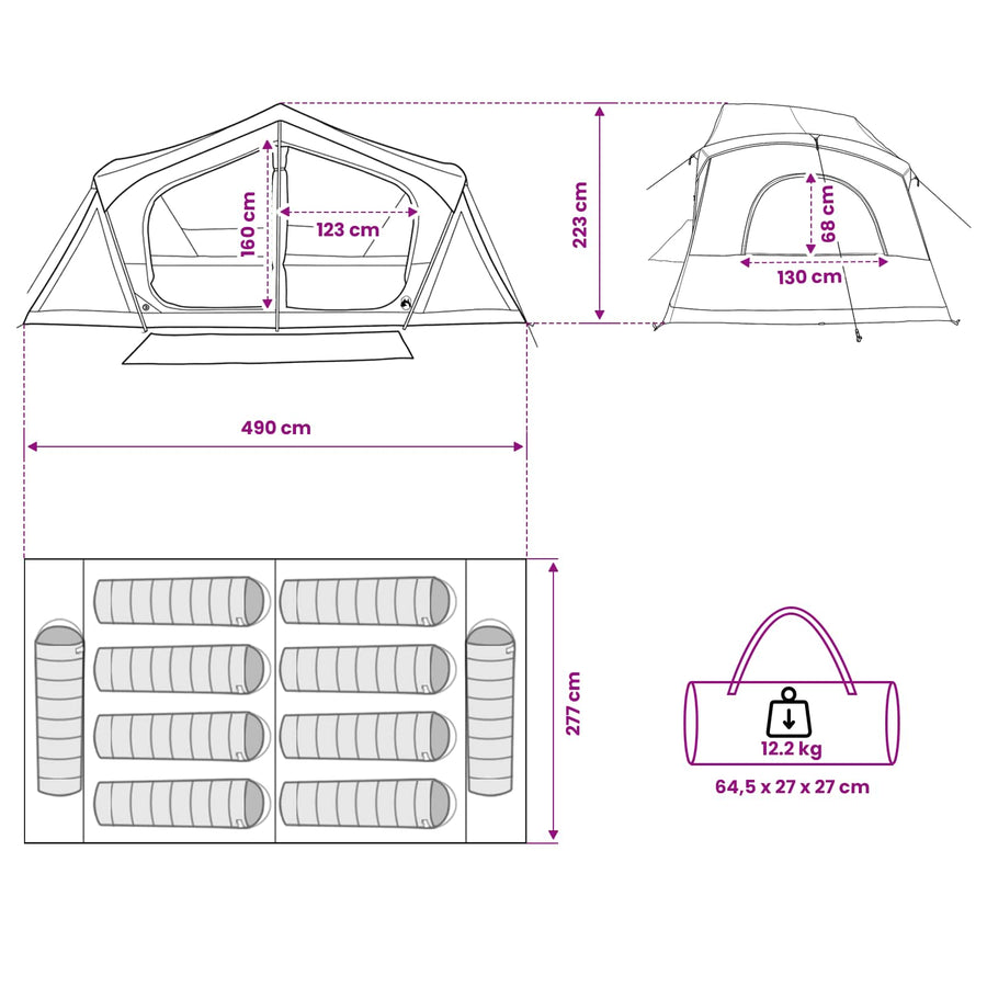 Huisje Tent met dak Grijs en Oranje 480 x 273 x 205 cm
