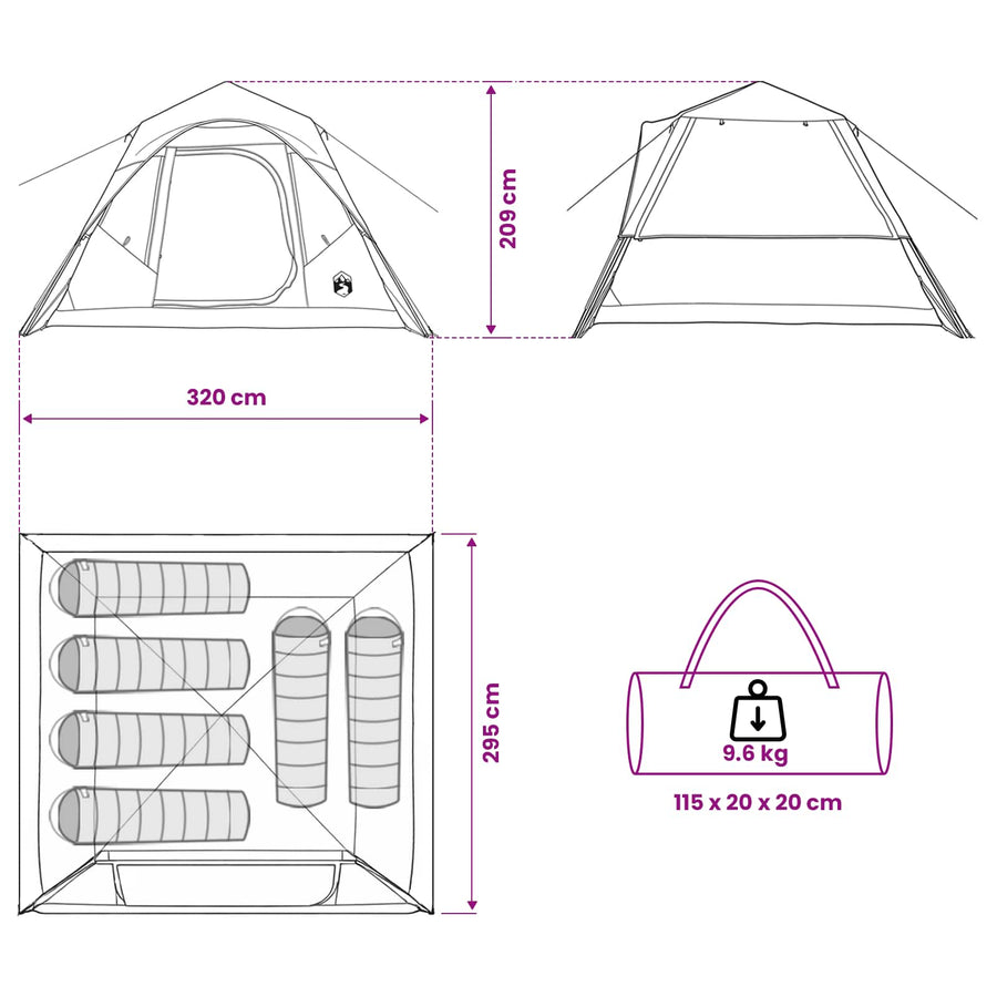 Directe Tent Groen 305 x 275 x 190 cm Polyester en staal