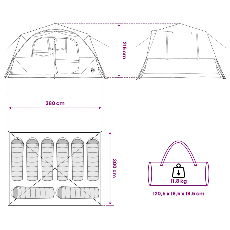 Directe Tent Groen 365 x 380 x 200 cm Polyester en staal