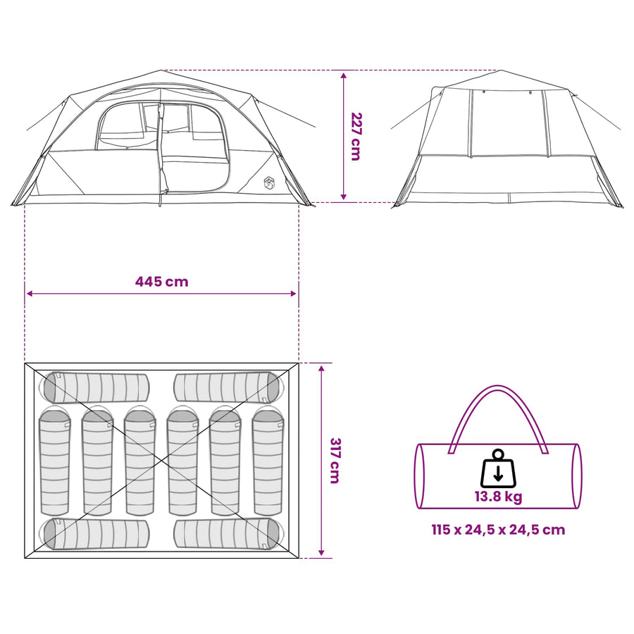 Directe Tent Blauw 365 x 280 x 200 cm Polyester en staal