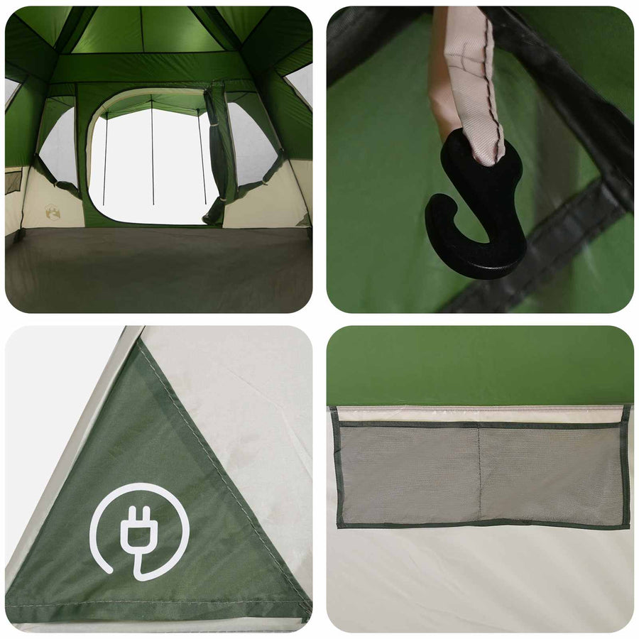 Gezinstent met dak Groen 305 x 275 x 190 cm Polyester en staal