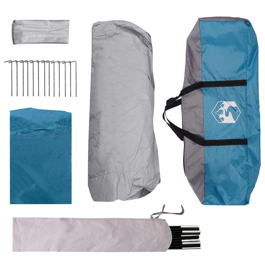 Gezinstent met dak Blauw 305 x 275 x 190 cm Polyester en staal