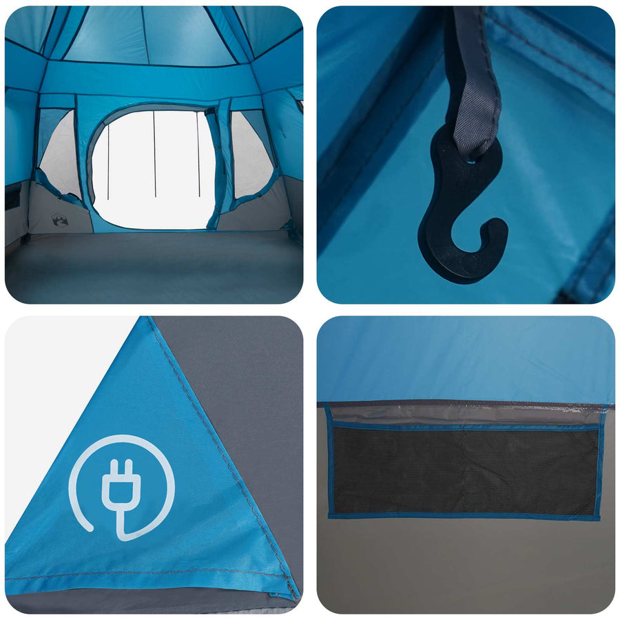 Gezinstent met dak Blauw 305 x 275 x 190 cm Polyester en staal