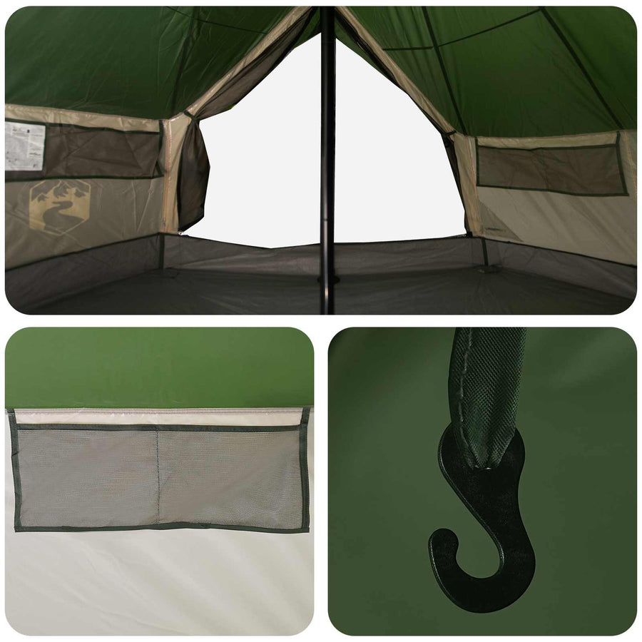 Tipi Tent met dak Groen 700 x 700 x 395 cm Polyester en staal