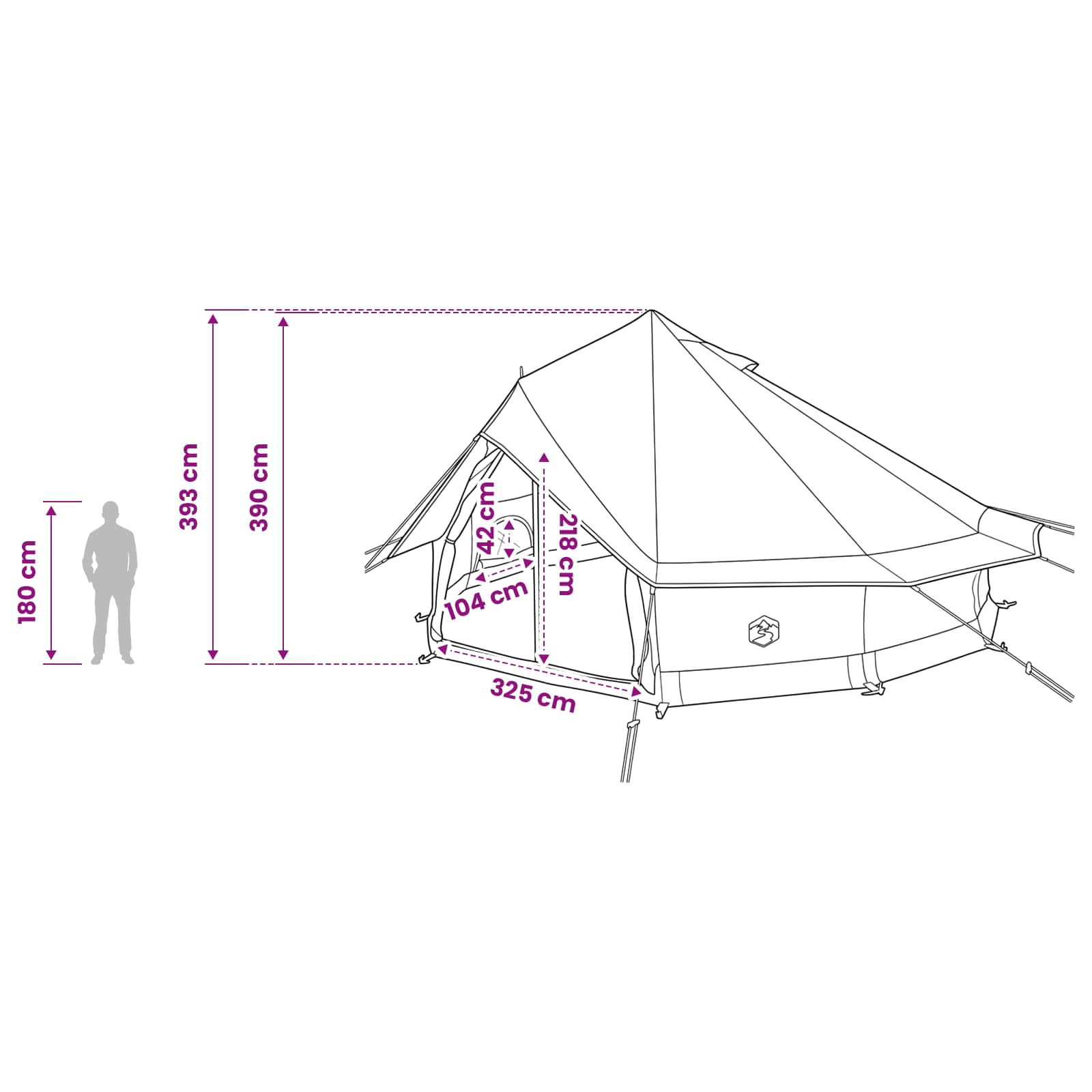 Tipi Tent met dak Groen 700 x 700 x 395 cm Polyester en staal
