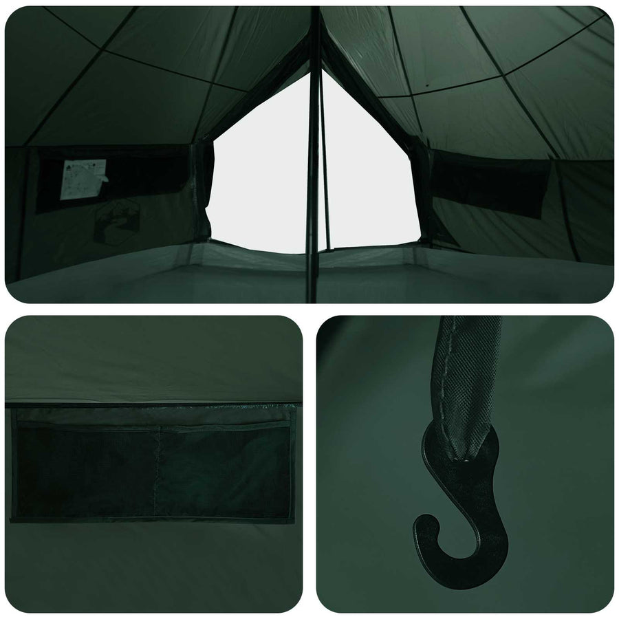 Tipi Tent Legergroen 700 x 700 x 395 cm Polyester en staal