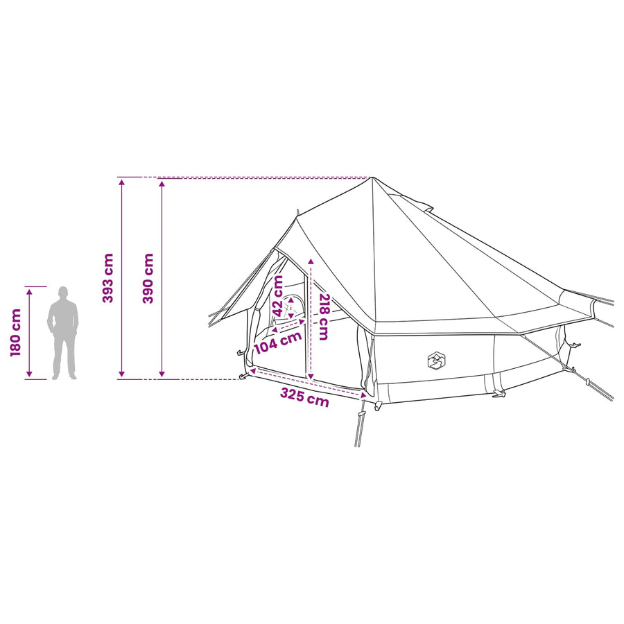 Tipi Tent Legergroen 700 x 700 x 395 cm Polyester en staal