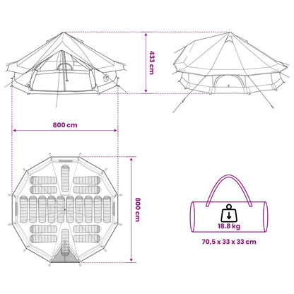 Tipi Tent met dak Groen 800 x 800 x 430 cm Polyester en staal