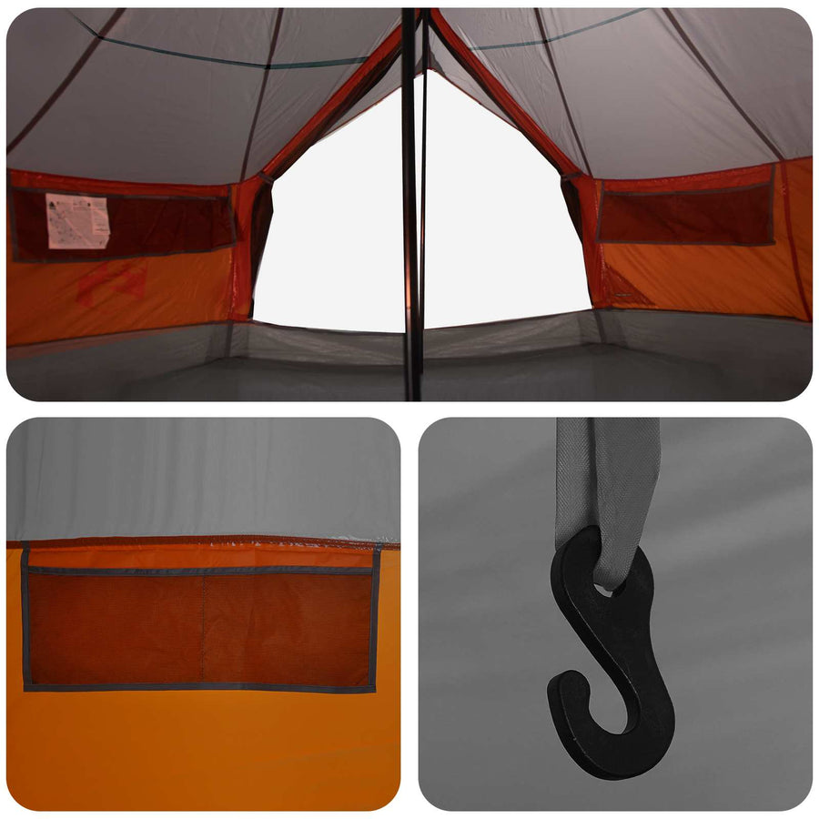 Tipi Tent Grijs en Oranje 800 x 800 x 430 cm Polyester en staal