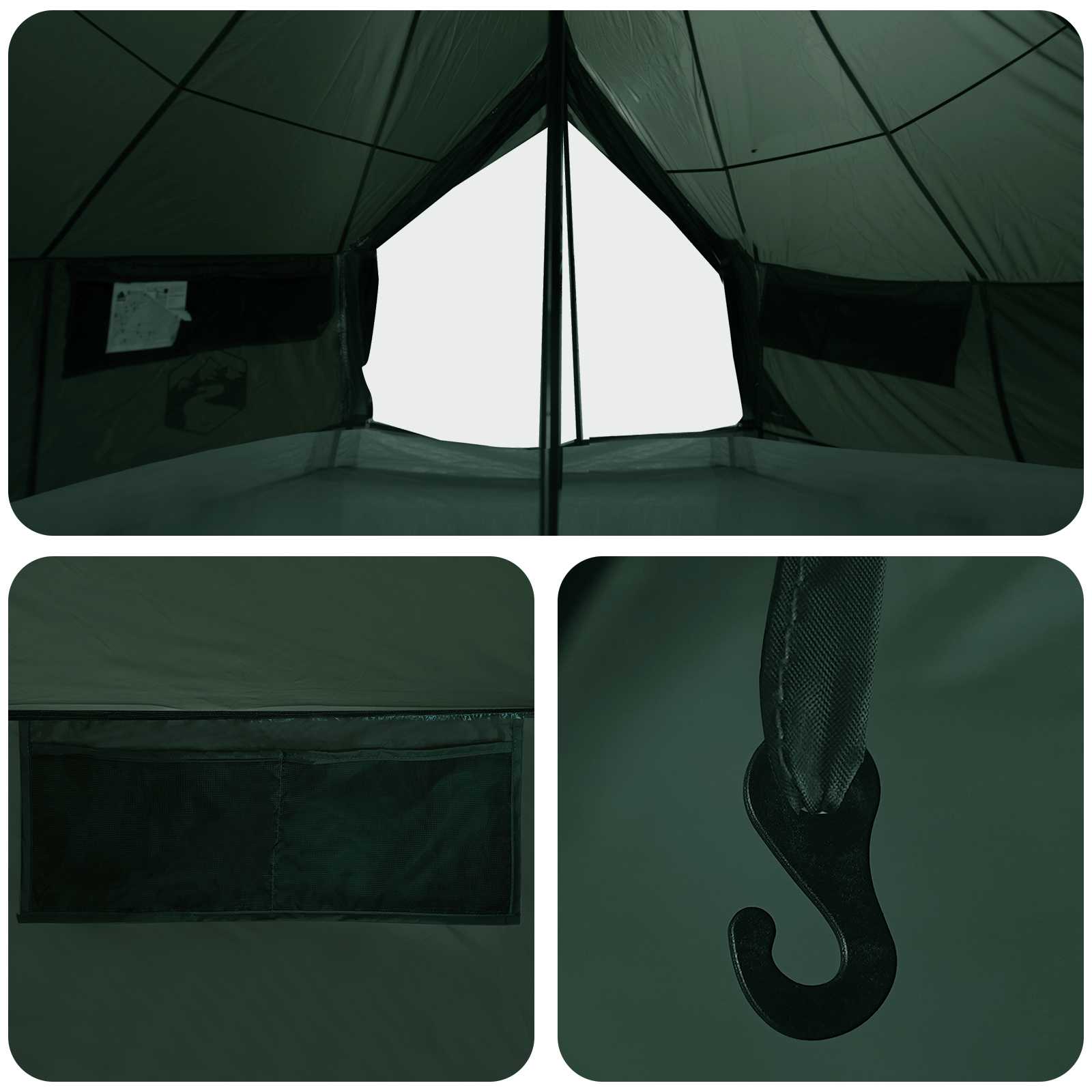 Tipi Tent Legergroen 800 x 800 x 430 cm Polyester en staal