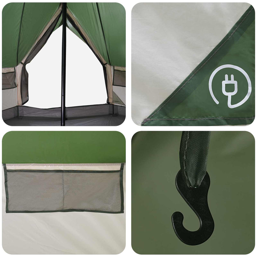 Tipi Tent met dak Groen 250 x 250 cm Polyester en staal