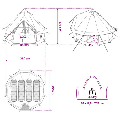 Tipi Tent met dak Groen 250 x 250 cm Polyester en staal