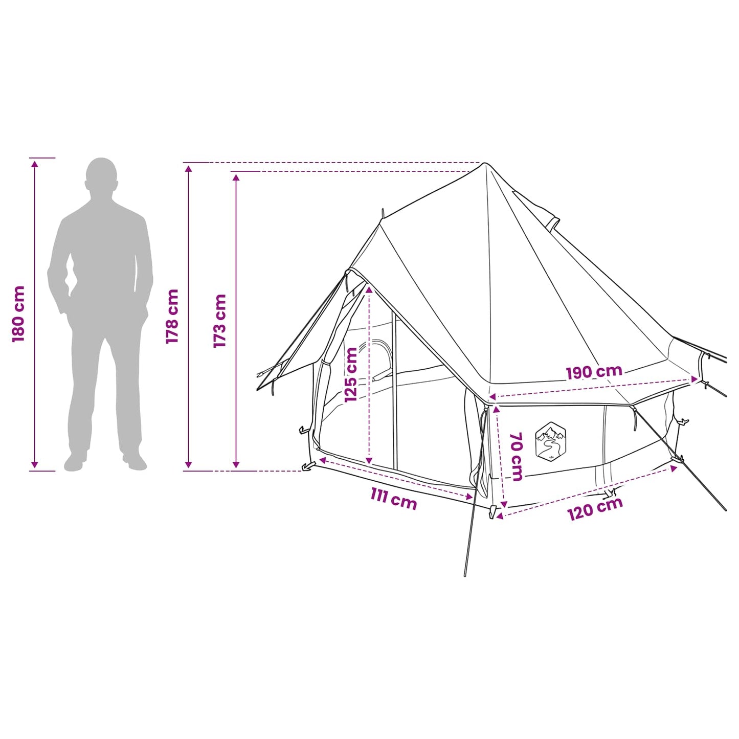 Tipi Tent met dak Blauw 250 x 250 cm Polyester en staal