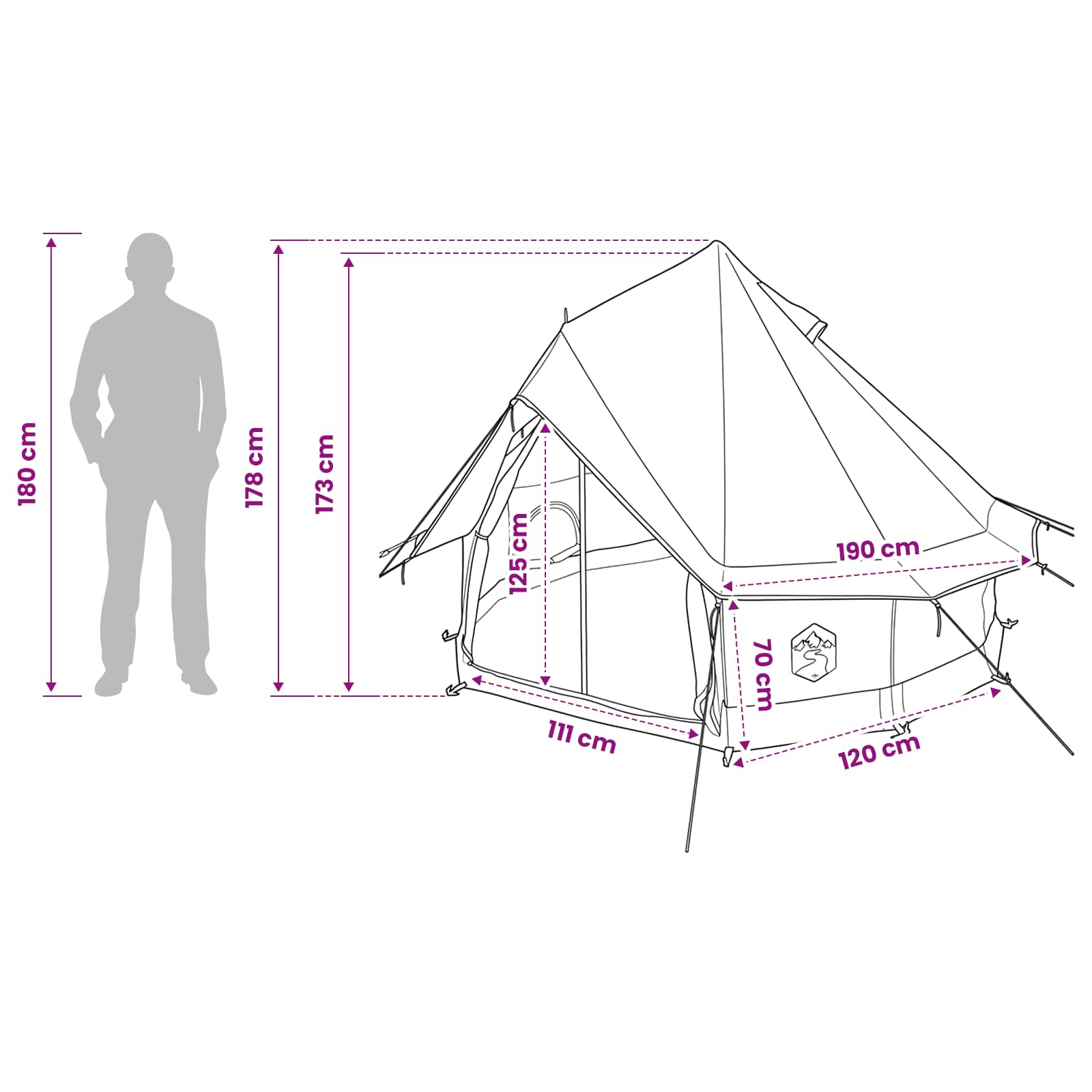 Tipi Tent met dak Blauw 250 x 250 cm Polyester en staal