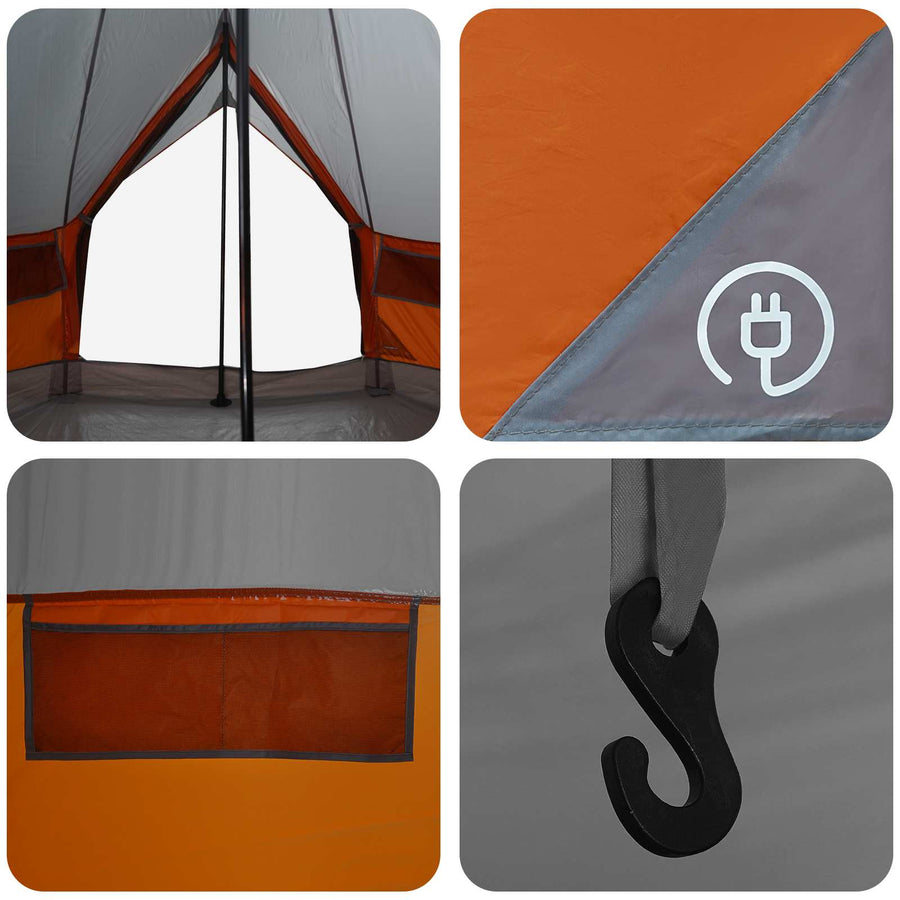 Tipi Tent Grijs en Oranje 250 x 250 cm Polyester en staal
