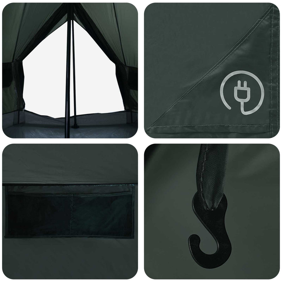 Tipi Tent met dak Legergroen 250 x 250 cm Polyester en staal