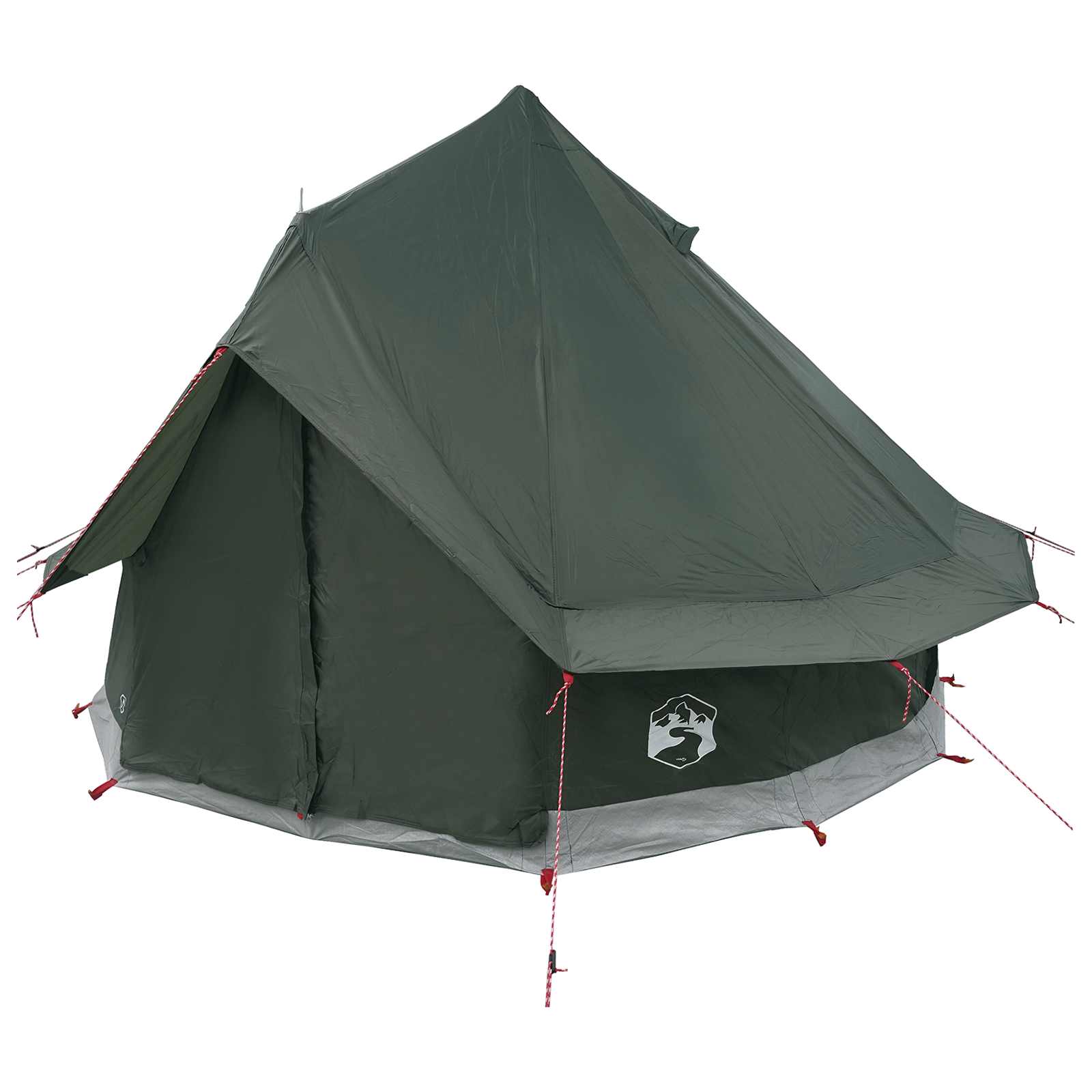 Tipi Tent met dak Legergroen 250 x 250 cm Polyester en staal