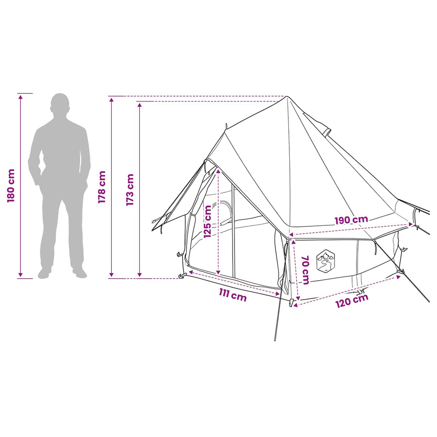 Tipi Tent met dak Legergroen 250 x 250 cm Polyester en staal